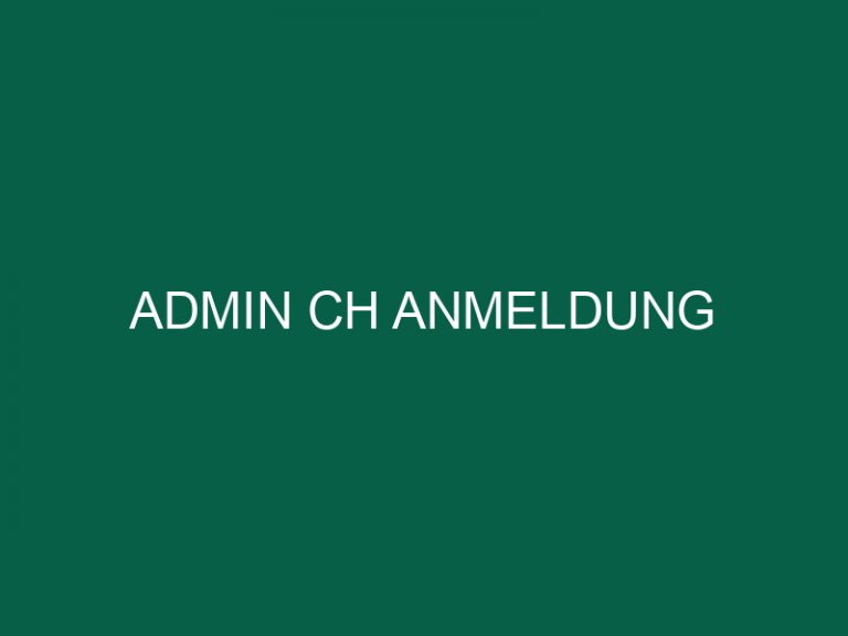 Admin Ch Anmeldung