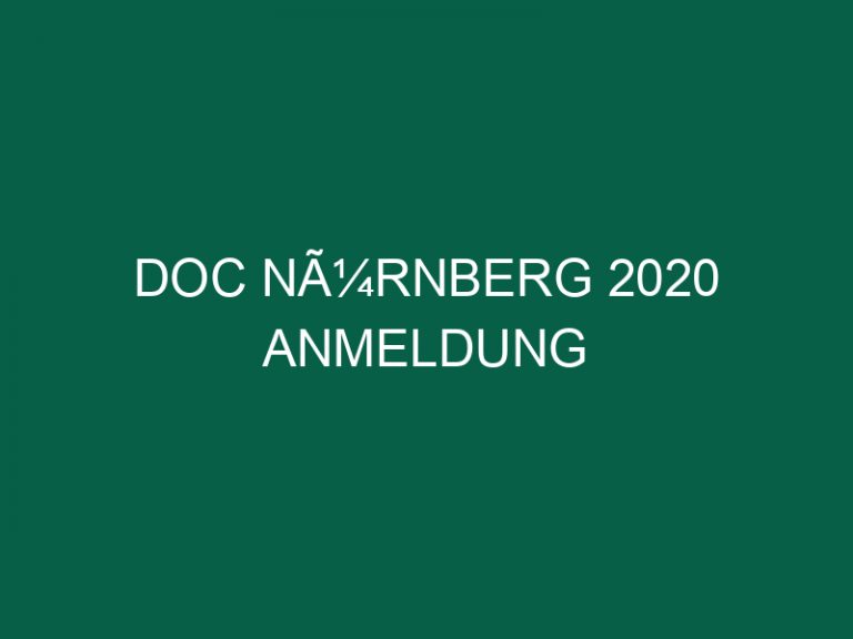 Doc NÃ¼rnberg 2020 Anmeldung