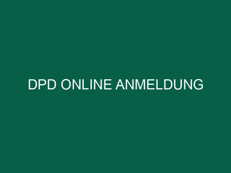 Dpd Online Anmeldung