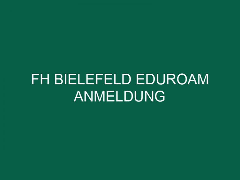 Fh Bielefeld Eduroam Anmeldung