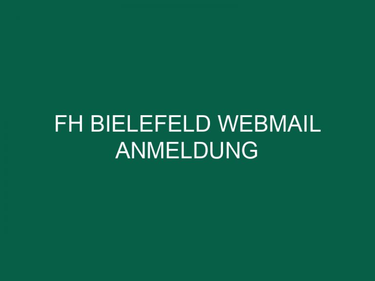 Fh Bielefeld Webmail Anmeldung