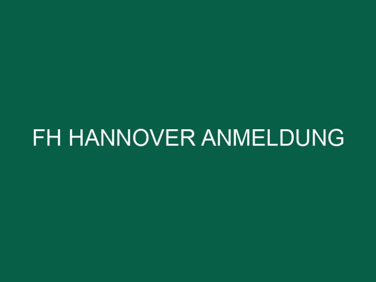 Fh Hannover Anmeldung