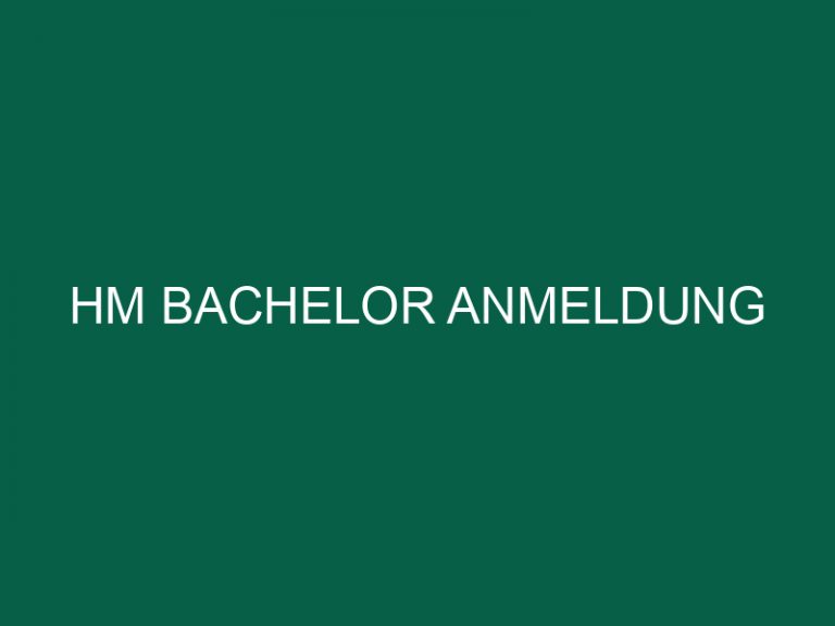 Hm Bachelor Anmeldung