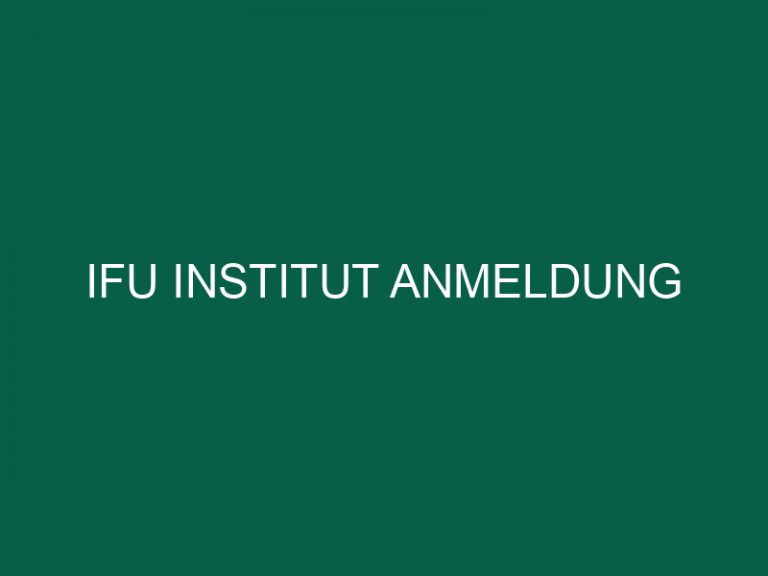 Ifu Institut Anmeldung
