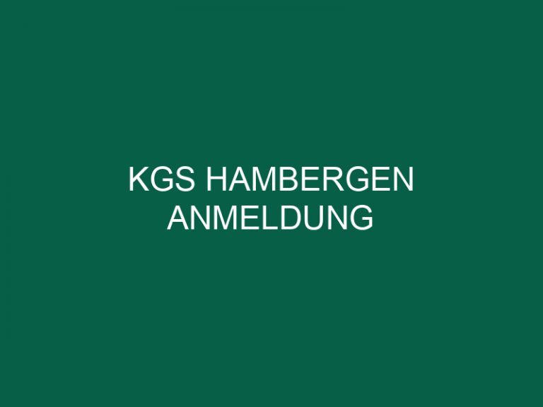 Kgs Hambergen Anmeldung