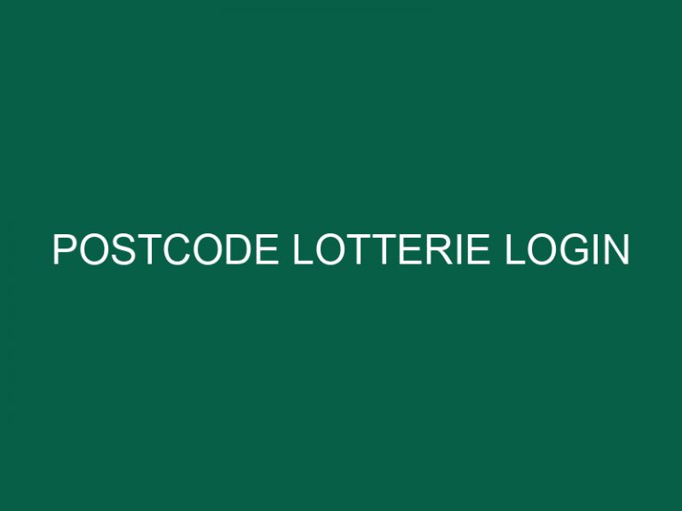 postcode lotterie login