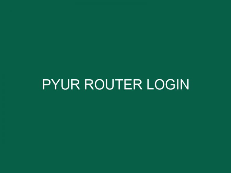 pyur router login