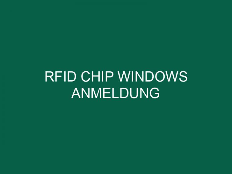 Rfid Chip Windows Anmeldung