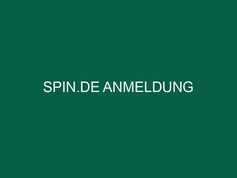 Spin.De Anmeldung