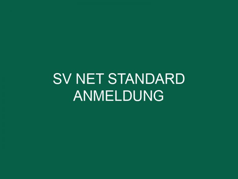 Sv Net Standard Anmeldung