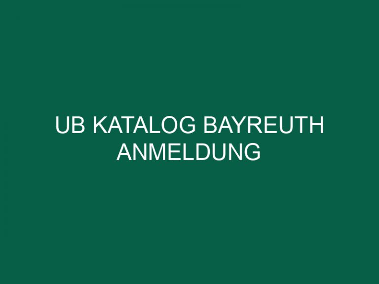 Ub Katalog Bayreuth Anmeldung