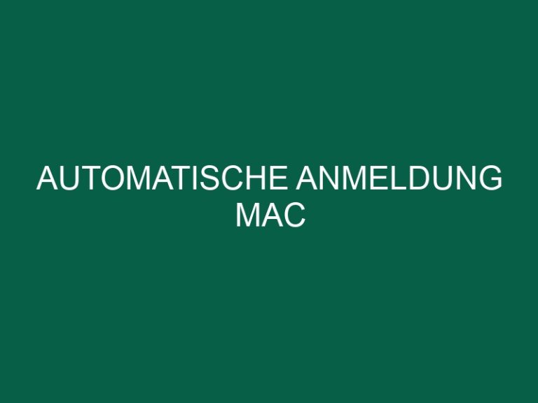 Automatische Anmeldung Mac