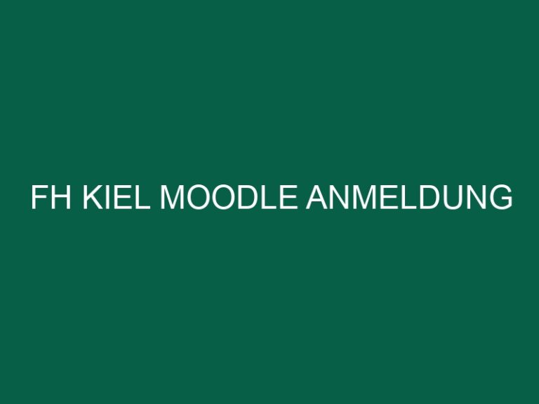 Fh Kiel Moodle Anmeldung
