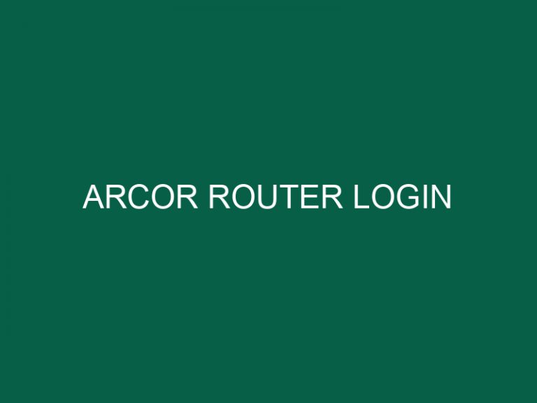 Arcor Router Login
