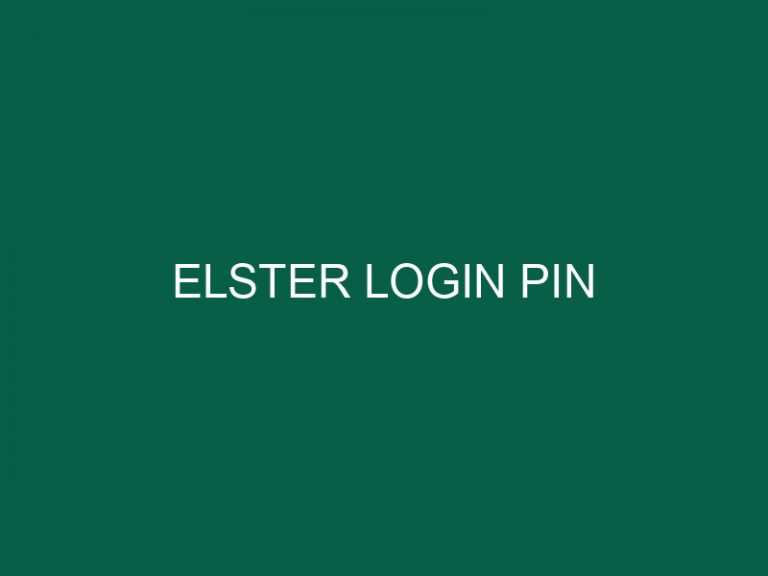 Elster Login Pin