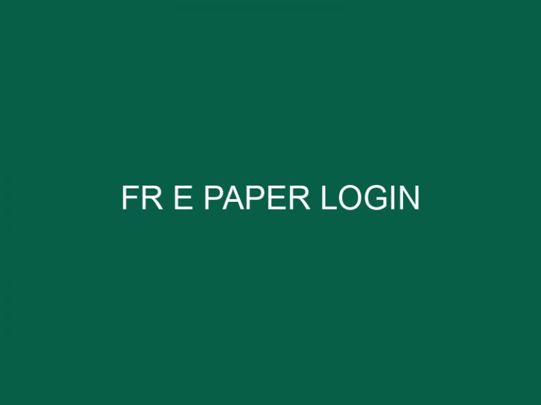 Fr E Paper Login