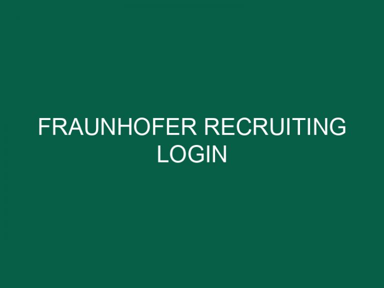 Fraunhofer Recruiting Login