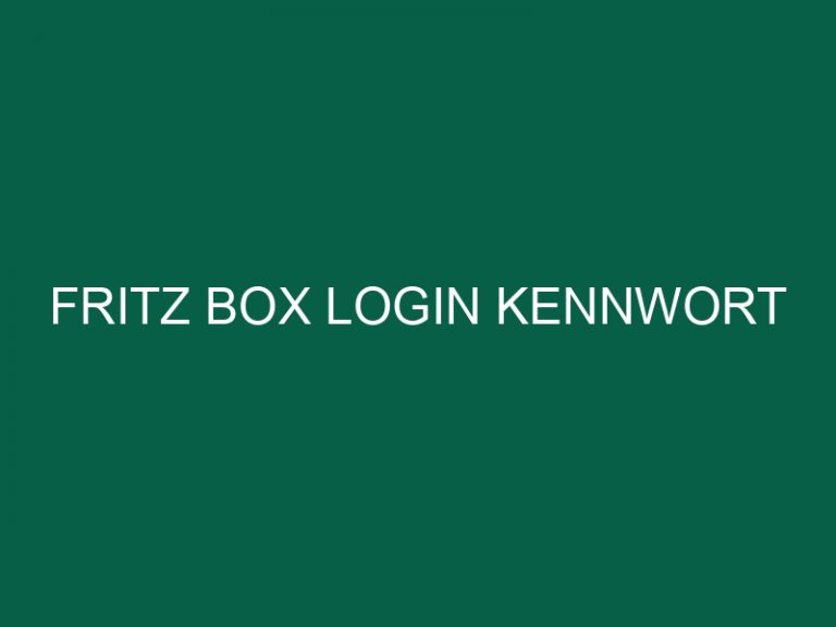 Fritz Box Login Kennwort