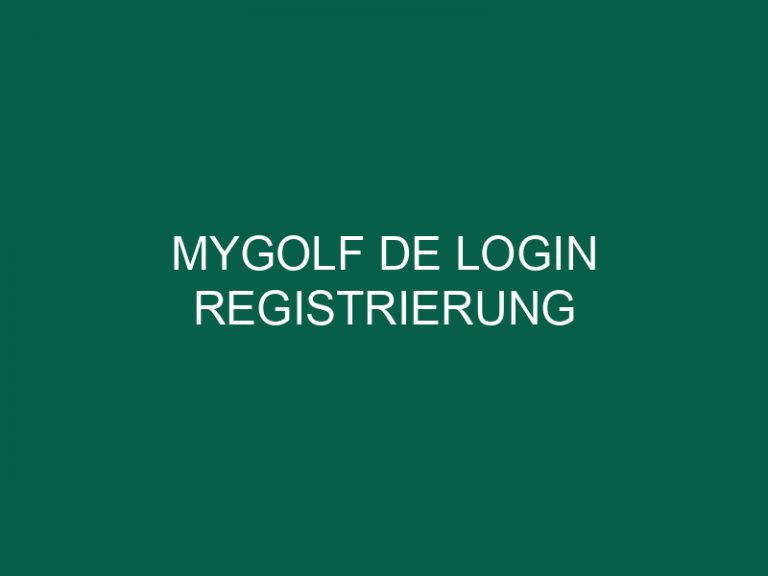 Mygolf De Login Registrierung