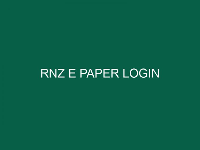 Rnz E Paper Login
