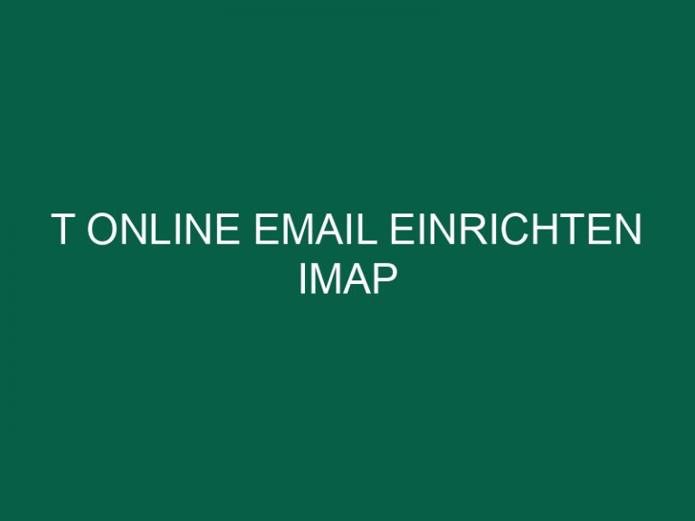 T Online Email Einrichten Imap