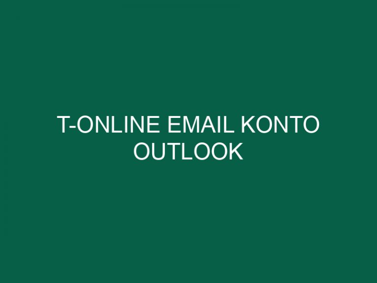 T-Online Email Konto Outlook