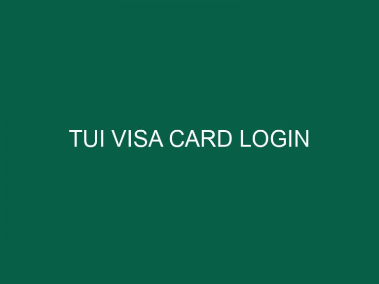 Tui Visa Card Login
