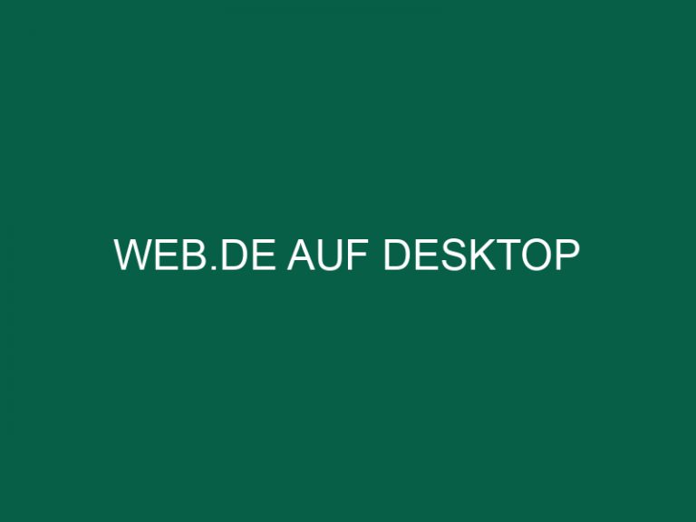 Web.De Auf Desktop