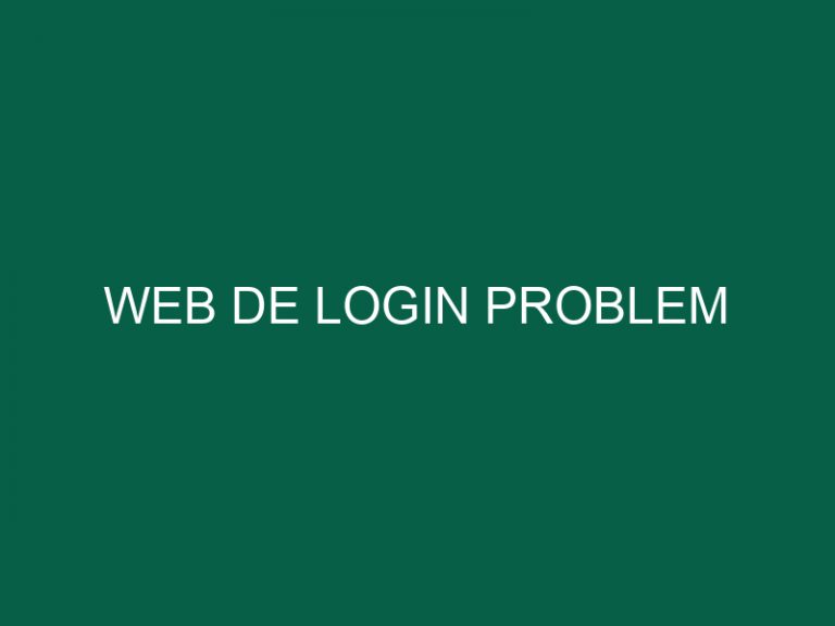 Web De Login Problem