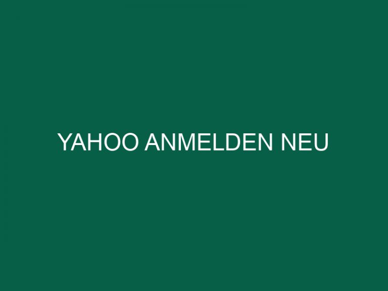 Yahoo Anmelden Neu